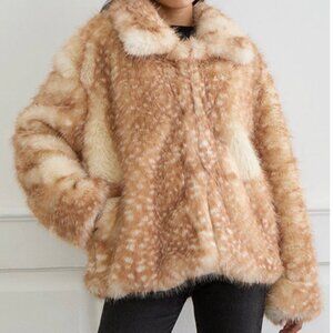 Motel Joji faux fur jacket in Bambi deer beige S (oversized)